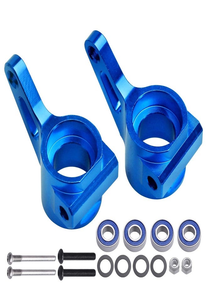 CrazyHobby Aluminum Front Steering Blocks & Caster Blocks Kit with Ball Bearings Upgrades Parts for 1/10 Traxxas Slash 2WD Stampede Rustler VXL, Replace 3632 3736 (Blue) - Image 3